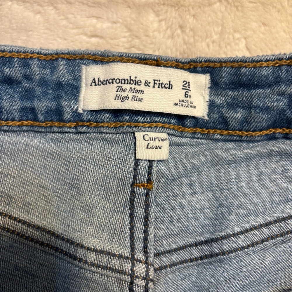 Abercrombie & Fitch Jeans Size 6 The Mom High-Rise Light Blue Curve Love Cotton - Picture 10 of 14